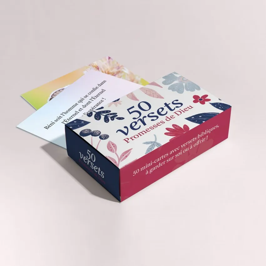 COFFRET 50 VERSETS "PROMESSES DE DIEU" - MINI CARTES