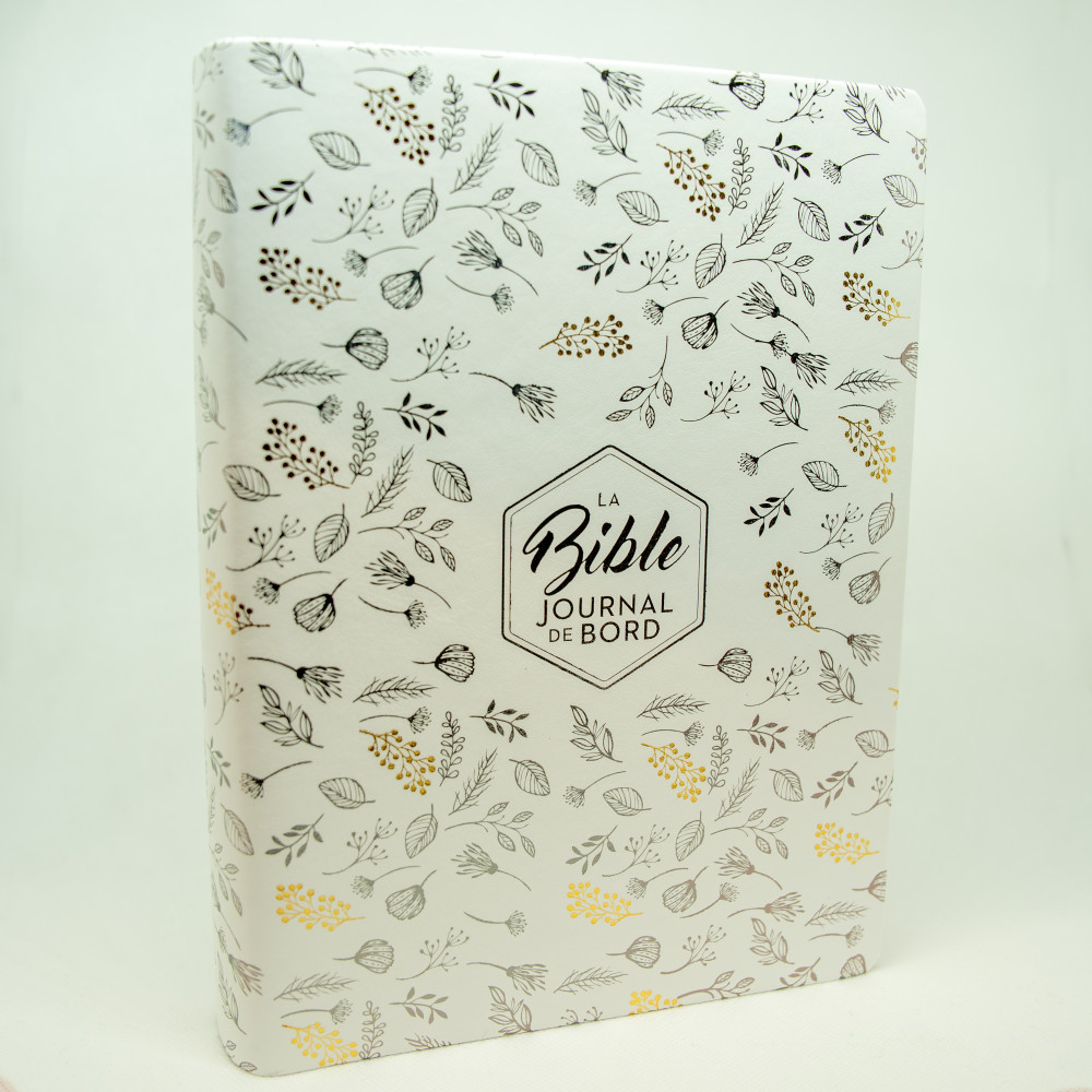 BIBLE SEGOND 21 JOURNAL DE BORD SOUPLE VIVELLA BLANC MOTIFS DORES