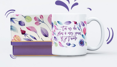 MUG MOTIFS FLORAUX COLORES - TU AS DU PRIX A MES YEUX ET JE T'AIME
