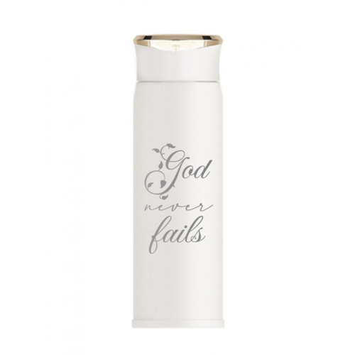 BOUTEILLE ISOTHERME "GOD NEVER FAILS" BLANCHE