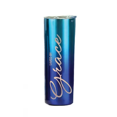 BOUTEILLE ISOTHERME "SAVE BY GRACE" BLEU DEGRADE/OR ROSE