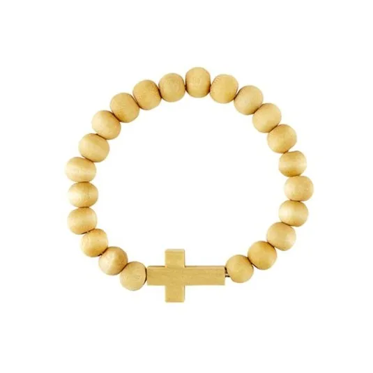 BRACELET CROIX EXTENSIBLE BOIS CLAIR