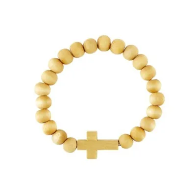 BRACELET CROIX EXTENSIBLE BOIS CLAIR