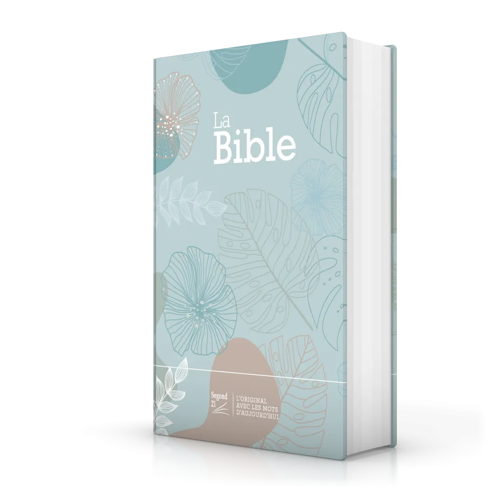 BIBLE SEGOND 21 COMPACTE "PREMIUM STYLE" RIGIDE TOILE MATELASSEE MOTIF FEUILLES