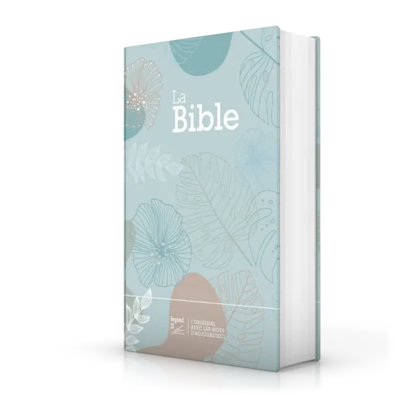 BIBLE SEGOND 21 COMPACTE "PREMIUM STYLE" RIGIDE TOILE MATELASSEE MOTIF FEUILLES