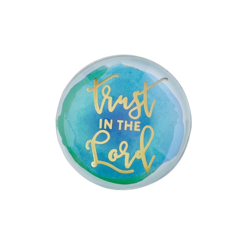 MAGNET ROND EN VERRE BLEU DEGRADE "TRUST IN THE LORD"
