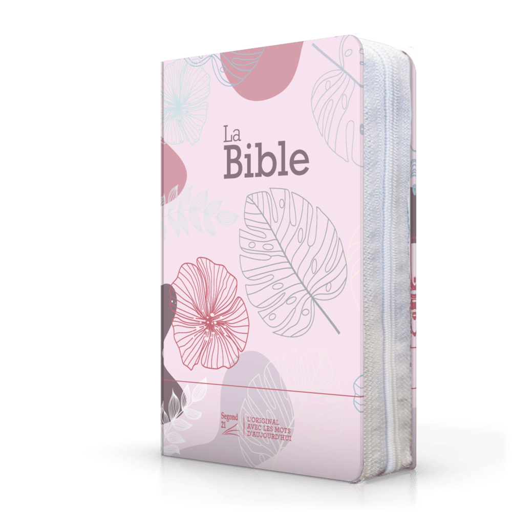 BIBLE SEGOND 21 COMPACTE "PREMIUM STYLE" SOUPLE MOTIF FEUILLES FERMETURE ECLAIR