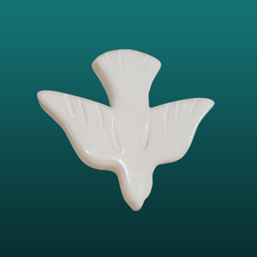 COLOMBE TERRE CUITE EMAILLEE BLANCHE 11 X 11 CM