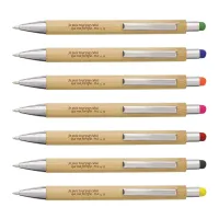 STYLO A BILLE TACTILE BAMBOU GRAVE AVEC TEXTE - BLEU