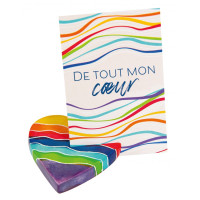 PORTE PHOTO MINI COEUR ARC EN CIEL EN STEATITE FAIT MAIN