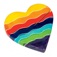 PORTE PHOTO MINI COEUR ARC EN CIEL EN STEATITE FAIT MAIN