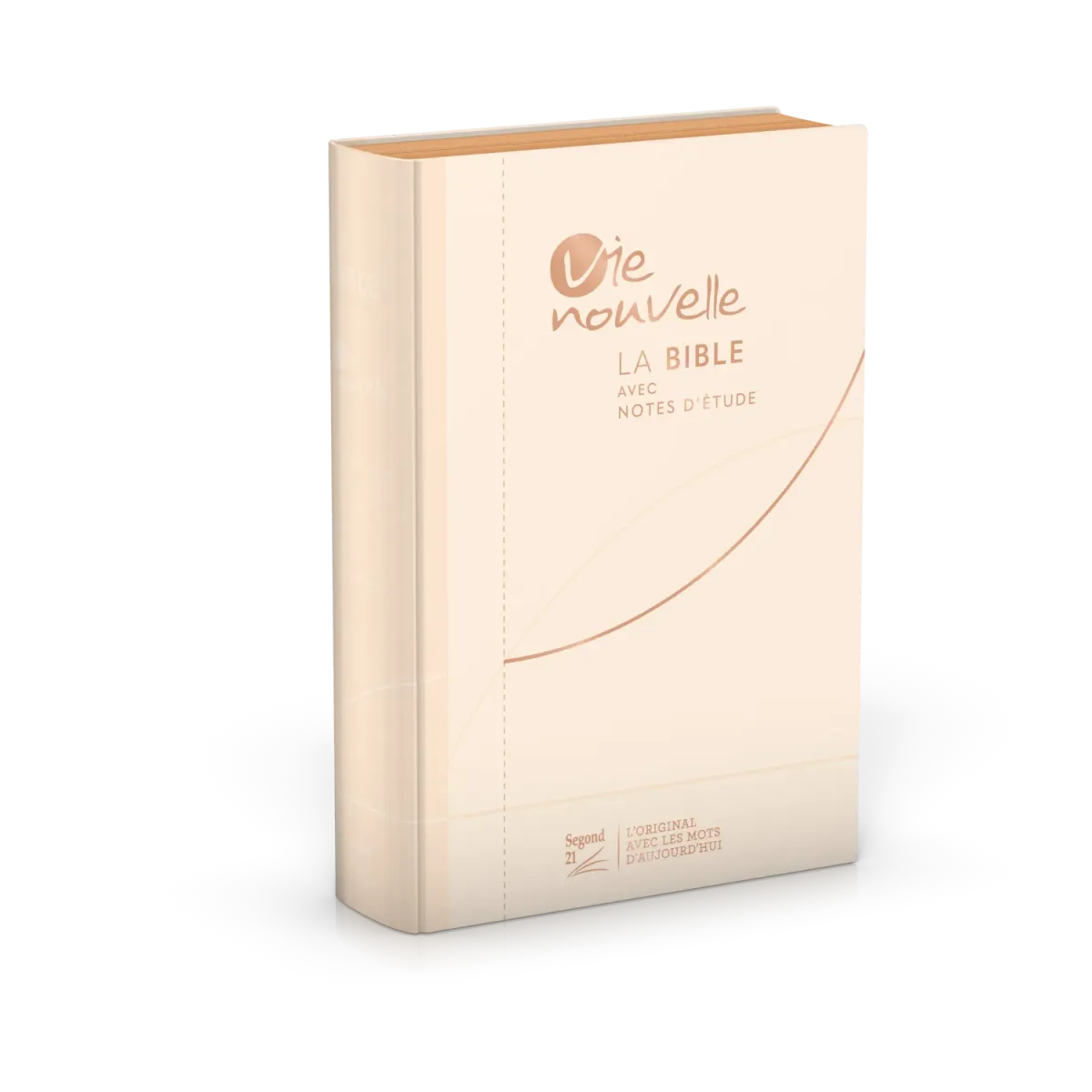 BIBLE SEGOND 21 VIE NOUVELLE SOUPLE TOILE BEIGE ET TRANCHES DOREES ROSES