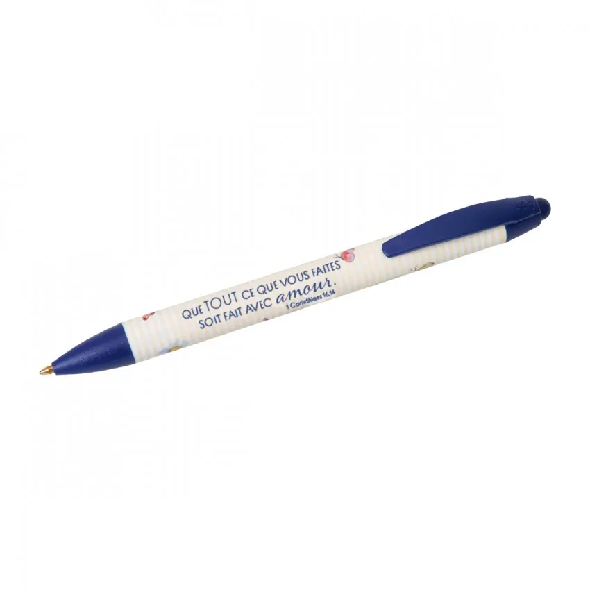 STYLO A BILLE MOTIF FLEURI MOT D'ORDRE 2024