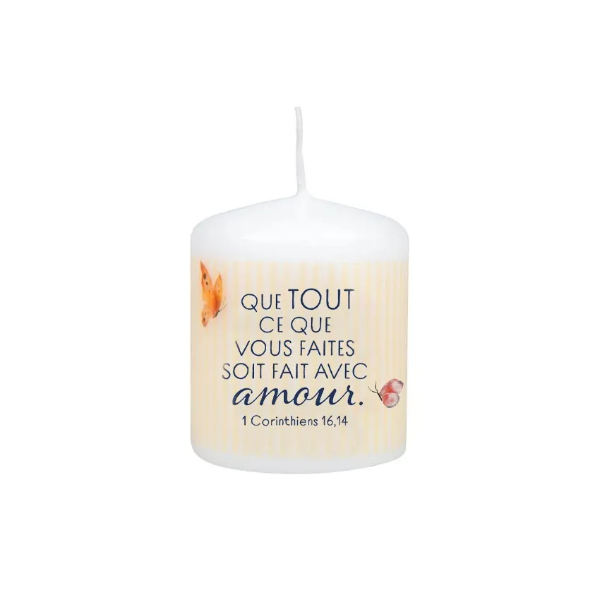 PETITE BOUGIE MOTIF FLEURI MOT D'ORDRE 2024