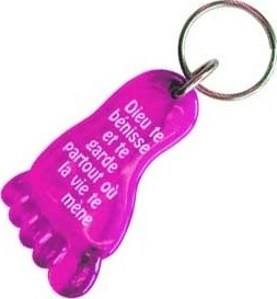 PORTE-CLES PIED ROSE