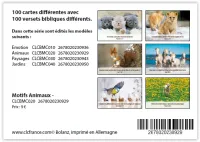 BOITE DE 100 MINI-CARTES AVEC VERSETS BIBLIQUES THEME ANIMAUX
