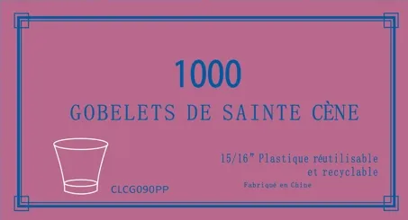 GOBELETS EN PLASTIQUE POUR SAINTE CENE ROSES EN POLYPROPYLENE REUTILISABLES ET RECYCLABLES - X 1000