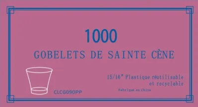 GOBELETS EN PLASTIQUE POUR SAINTE CENE ROSES EN POLYPROPYLENE REUTILISABLES ET RECYCLABLES - X 1000