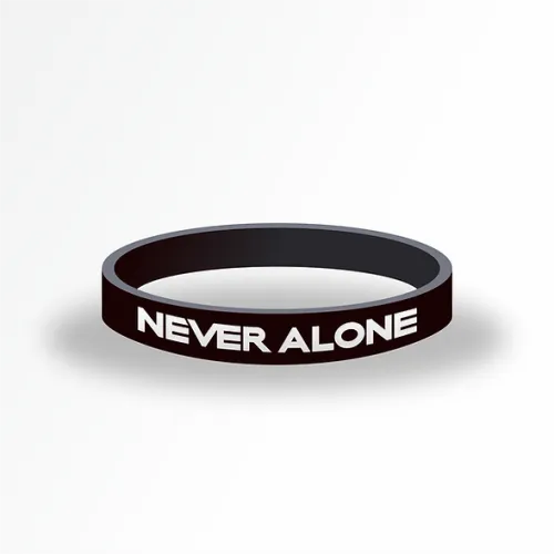 BRACELET SILICONE NOIR - NEVER ALONE