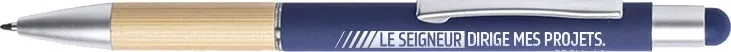 STYLO ALUMINIUM BLEU LE SEIGNEUR DIRIGE MES PROJETS