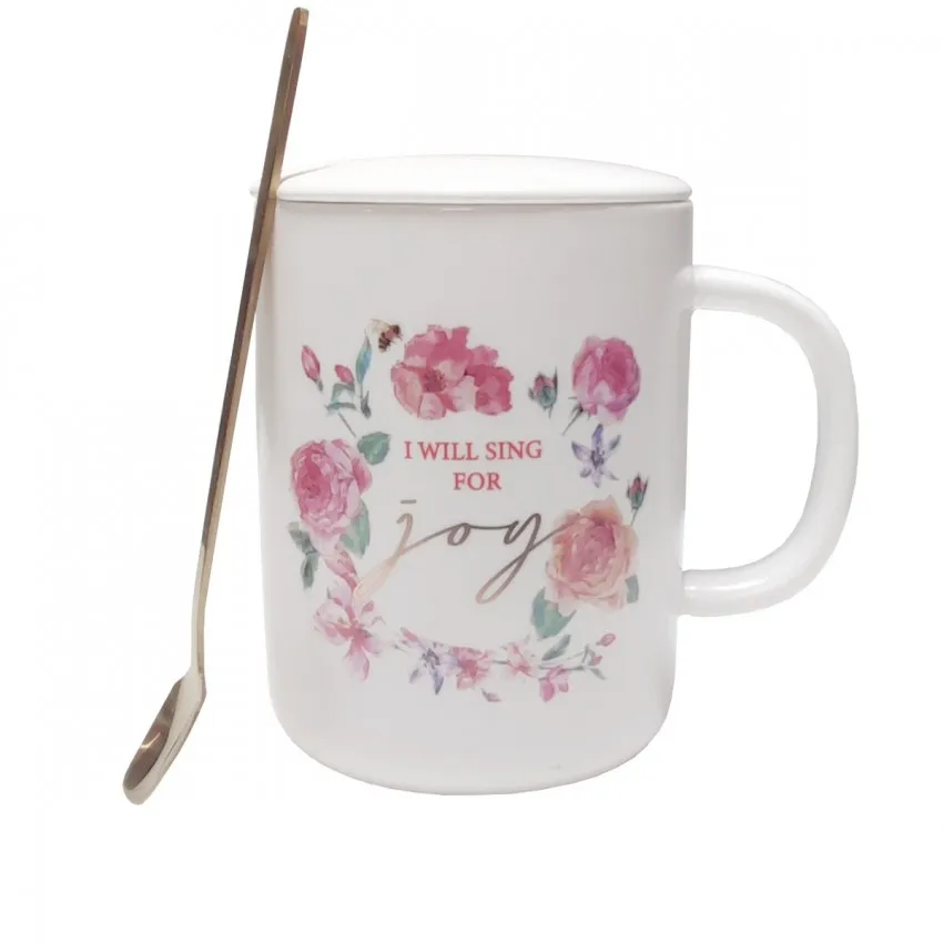 MUG AVEC COUVERCLE ET PETITE CUILLERE JOY
