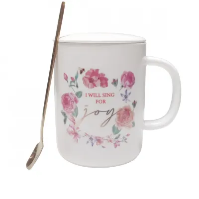 MUG AVEC COUVERCLE ET PETITE CUILLERE JOY