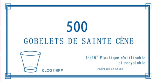 GOBELETS EN PLASTIQUE POUR SAINTE CENE - REUTILISABLE ET RECYCLABLE - VENDU PAR 500 PIECES