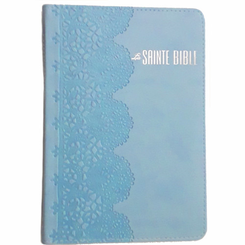 BIBLE SEGOND ESAIE 55 SOUPLE PU MOTIF DENTELLE BLEU - 202