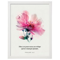 POSTER A4 AVEC CADRE FLORAL "DIEU EST POUR NOUS..." - PSAUME 46.1