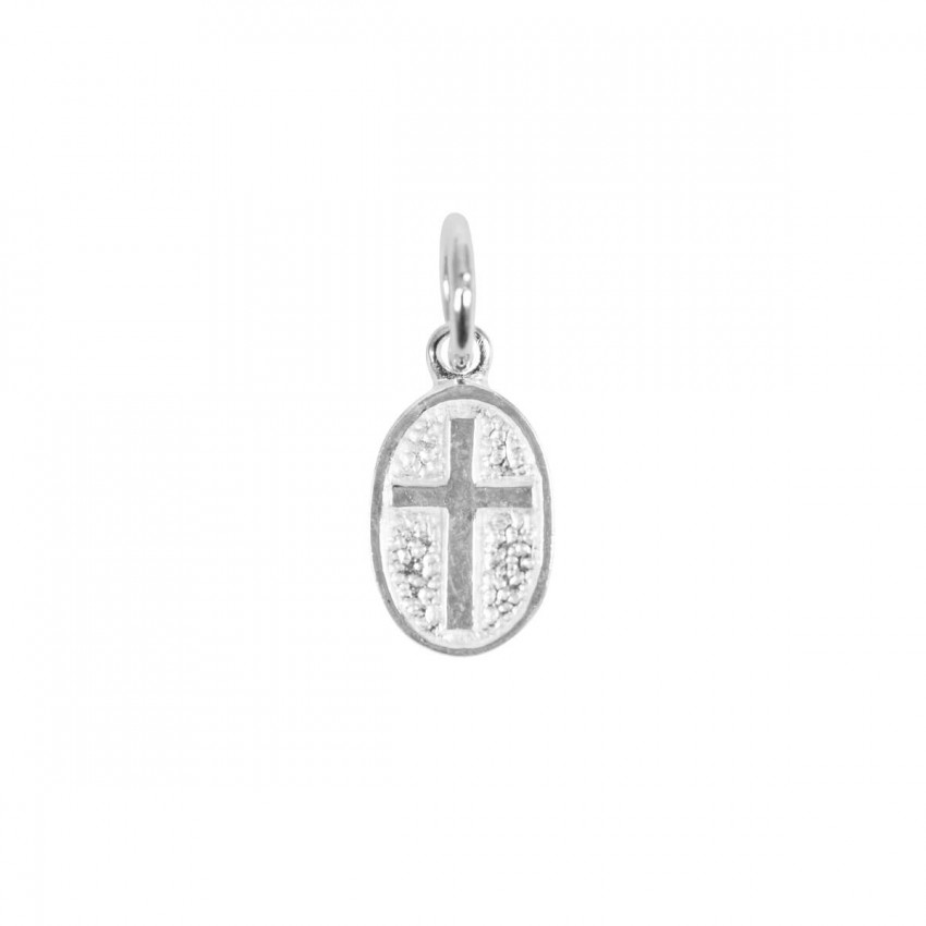 PENDENTIF CROIX OVALE EN ARGENT