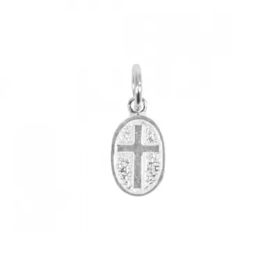 PENDENTIF CROIX OVALE EN ARGENT