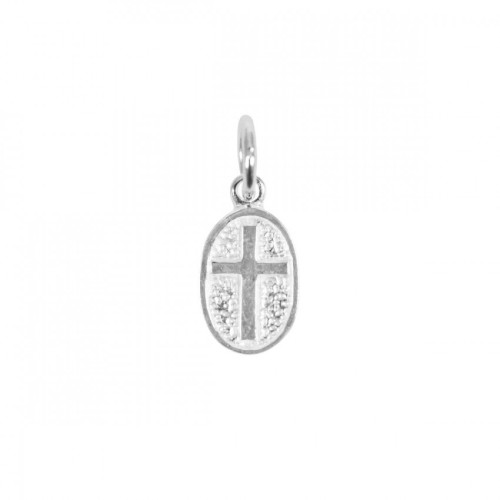 PENDENTIF CROIX OVALE EN ARGENT