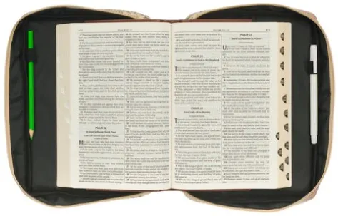 POCHETTE BIBLE LARGE - TOILE NATURELLE - AMAZING GRACE