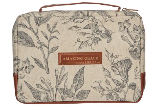 POCHETTE BIBLE LARGE - TOILE NATURELLE - AMAZING GRACE