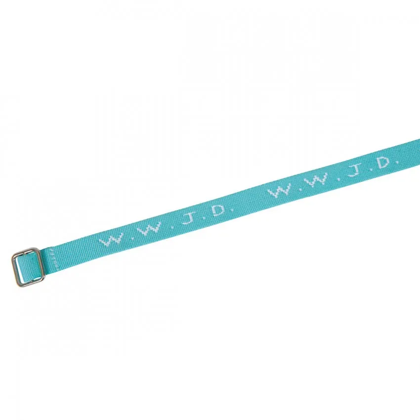 BRACELET TISSE W.W.J.D. BLEU CIEL