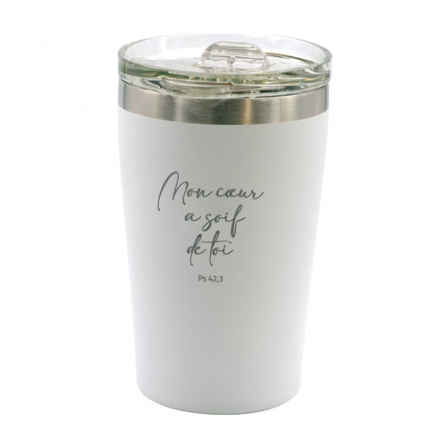 MUG ISOTHERME "MON COEUR A SOIF DE TOI" - BLANC