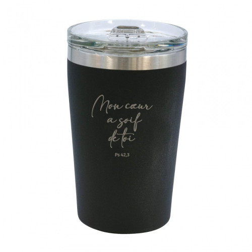 MUG ISOTHERME "MON COEUR A SOIF DE TOI" - NOIR
