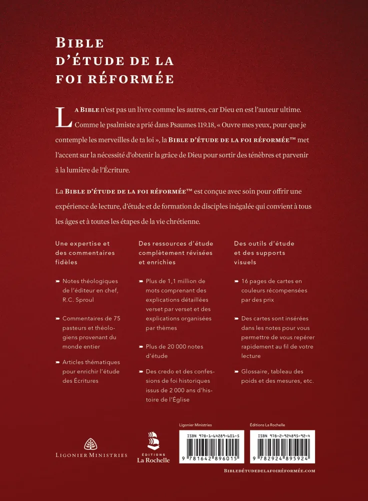 BIBLE COLOMBE D'ETUDE DE LA FOI REFORMEE RIGIDE POURPRE BIBLE COLOMBE D'ETUDE DE LA FOI REFORMEE RIGIDE POURPRE