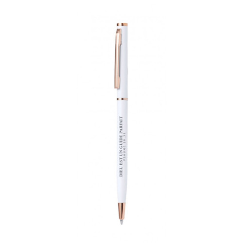 STYLO A BILLE BLANC EN ALUMINIUM "DIEU EST UN GUIDE PARFAIT"