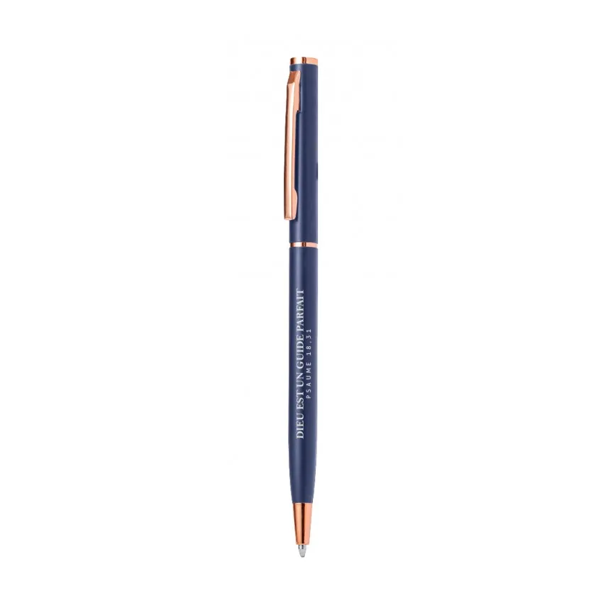 STYLO A BILLE BLEU EN ALUMINIUM "DIEU EST UN GUIDE PARFAIT"