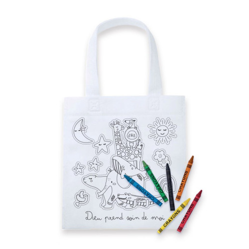 SAC A COLORIER AVEC CRAYONS DE CIRE "DIEU PREND SOIN DE MOI"
