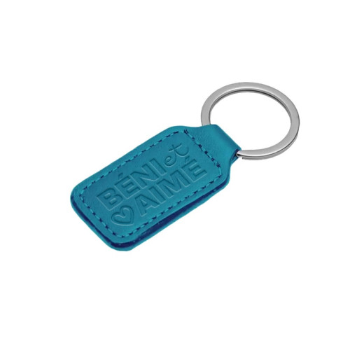 PORTE-CLES EN SIMILI CUIR BENI ET AIME BLEU OUTREMER