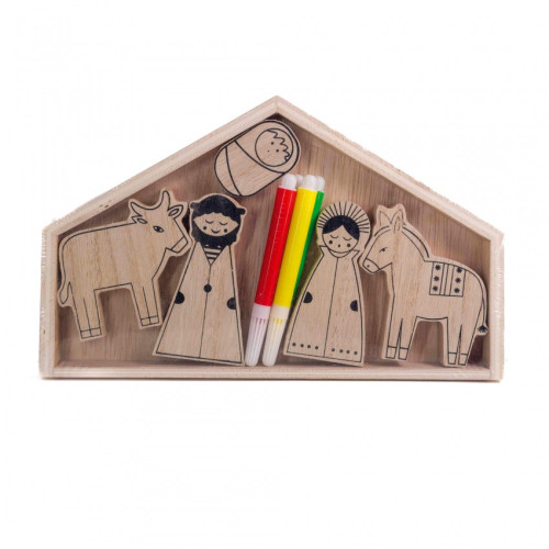 CRECHE 6 PIECES SAINTE FAMILLE A COLORIER