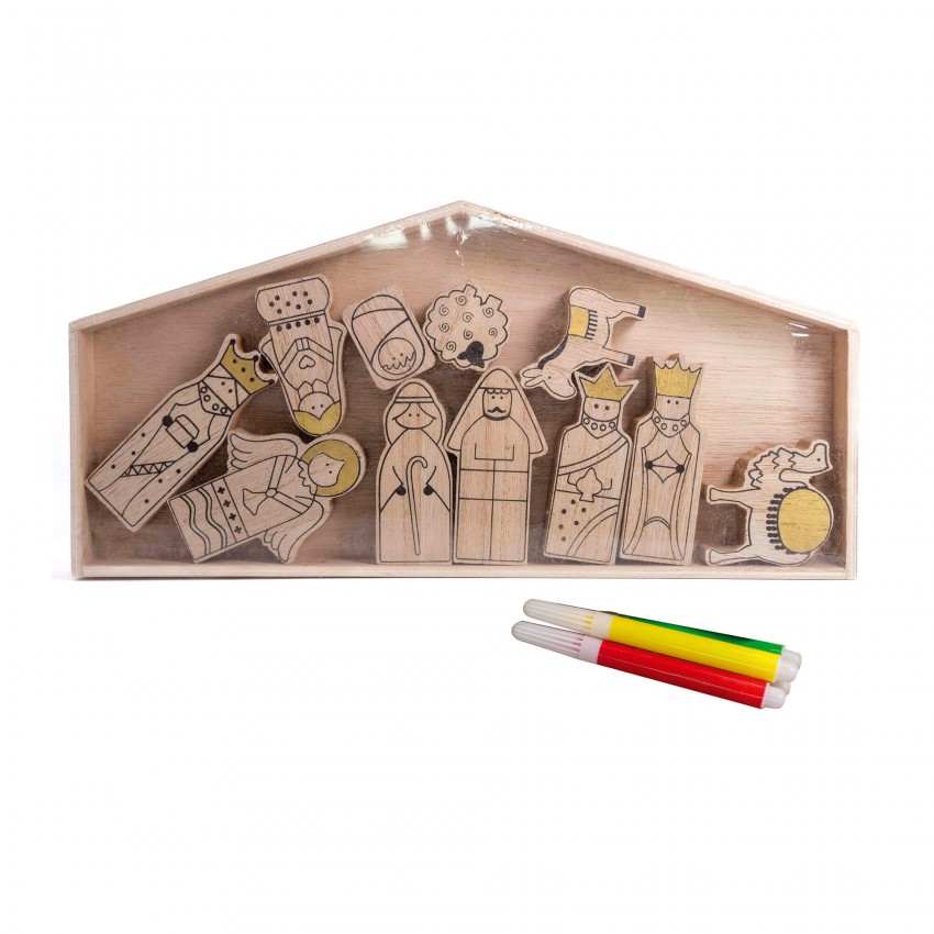 CRECHE 12 PIECES SAINTE FAMILLE A COLORIER