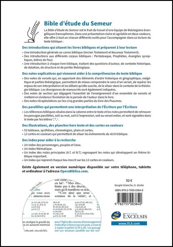 BIBLE SEMEUR 2015 ETUDE SOUPLE BLANCHE TRANCHE DOREE