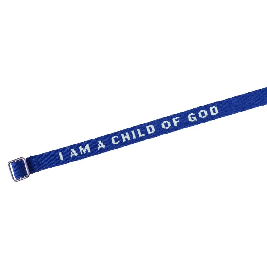 BRACELET TISSE "I AM A CHILD OF GOD" BLEU