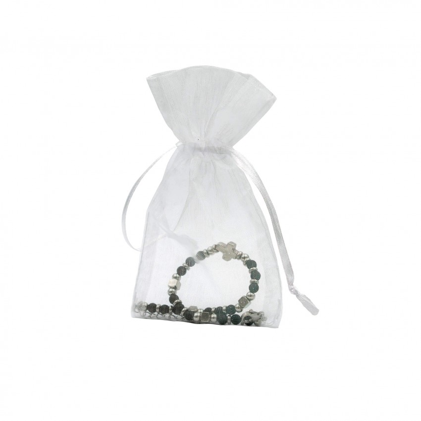 BRACELET DE PERLES CROIX NOIR