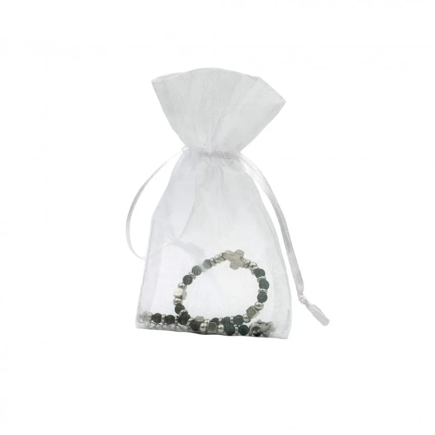 BRACELET DE PERLES CROIX NOIR