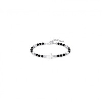 BRACELET DE PERLES CROIX NOIR