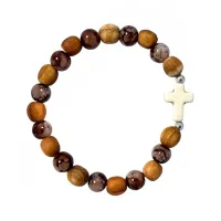 BRACELET DE PERLES AVEC CROIX